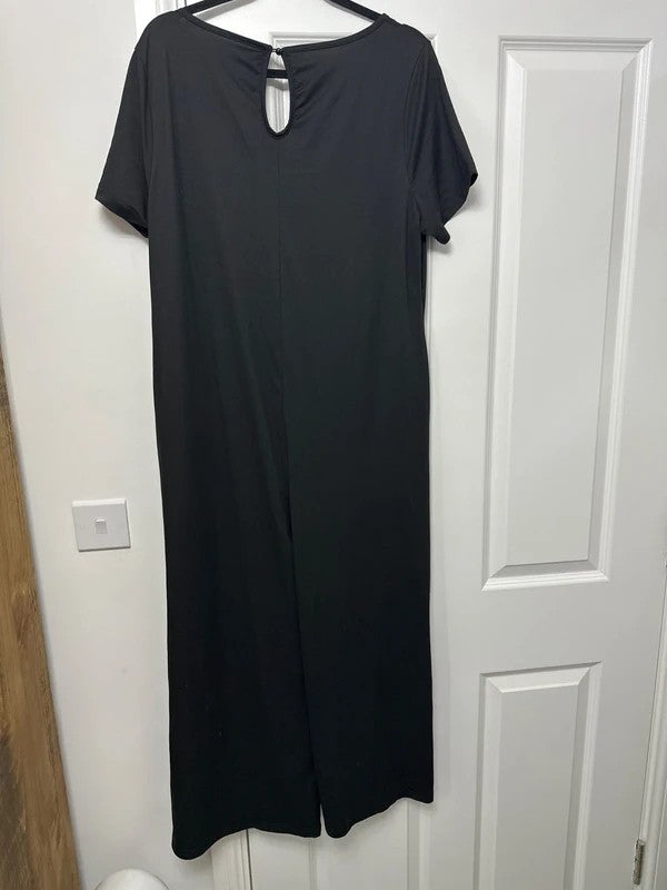 Black short sleeve wide leg jumpsuit size 0XL