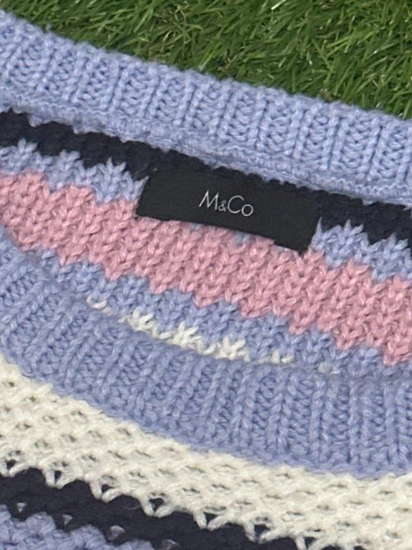 M&Co striped crew neck knit jumper size 12