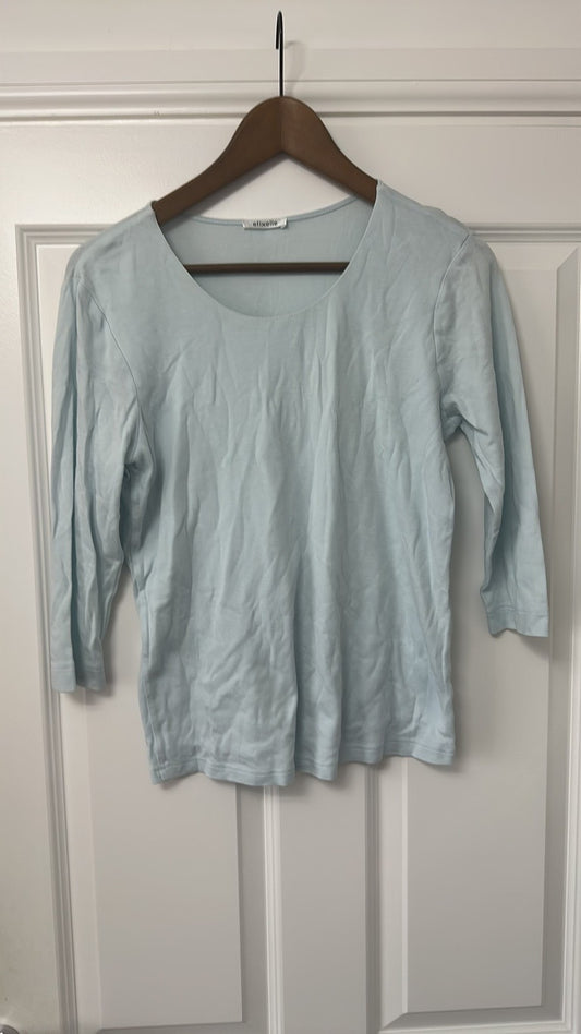 Efixelle Light Blue 3/4 Sleeve Scoop Neck Jersey Top size 10