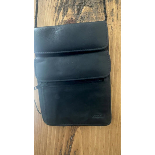 Tula Black Leather Small Crossbody Travel Organiser Bag