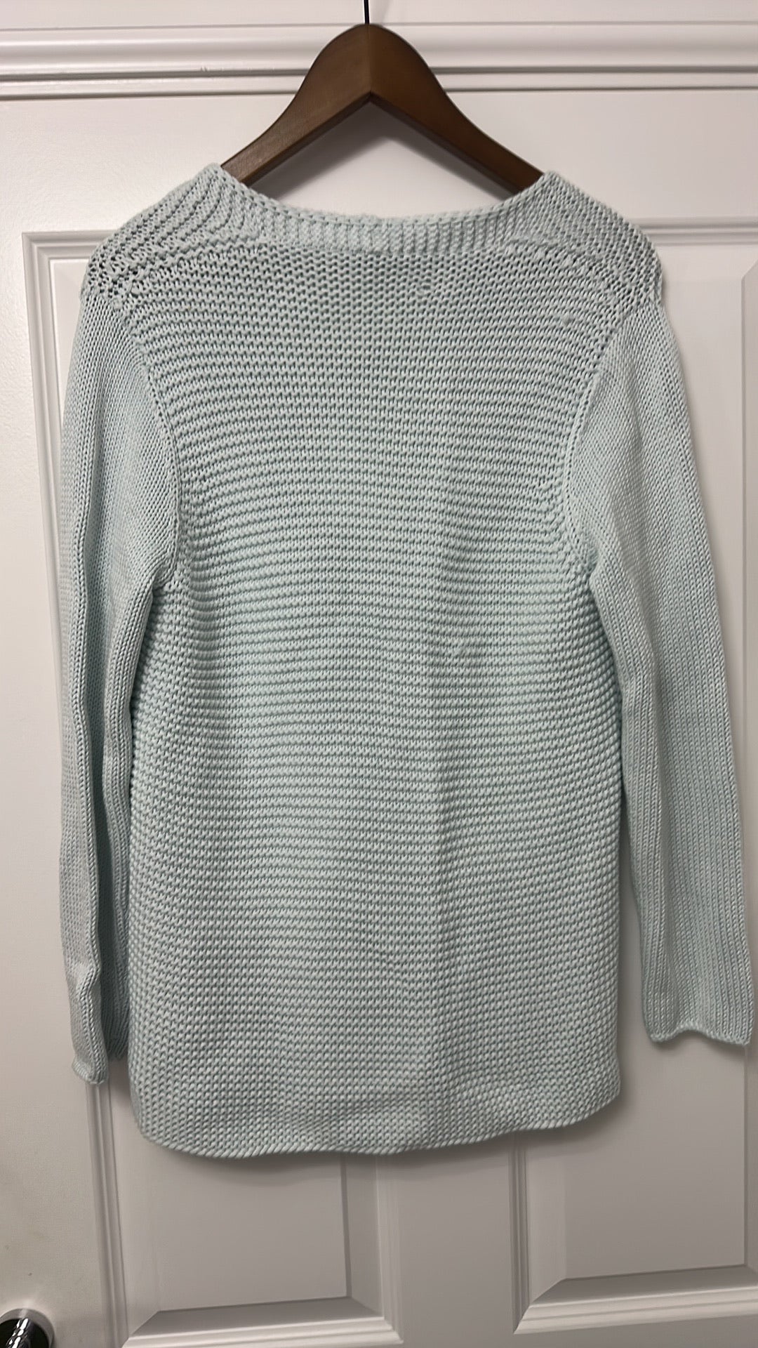 Hubert Gasser Made in Italy Pale Blue Chunky Knit Cotton Cardigan Size 12