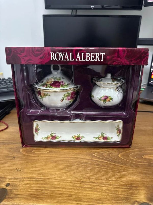 Royal Albert Old Country Roses 3-piece dresser vanity gift set