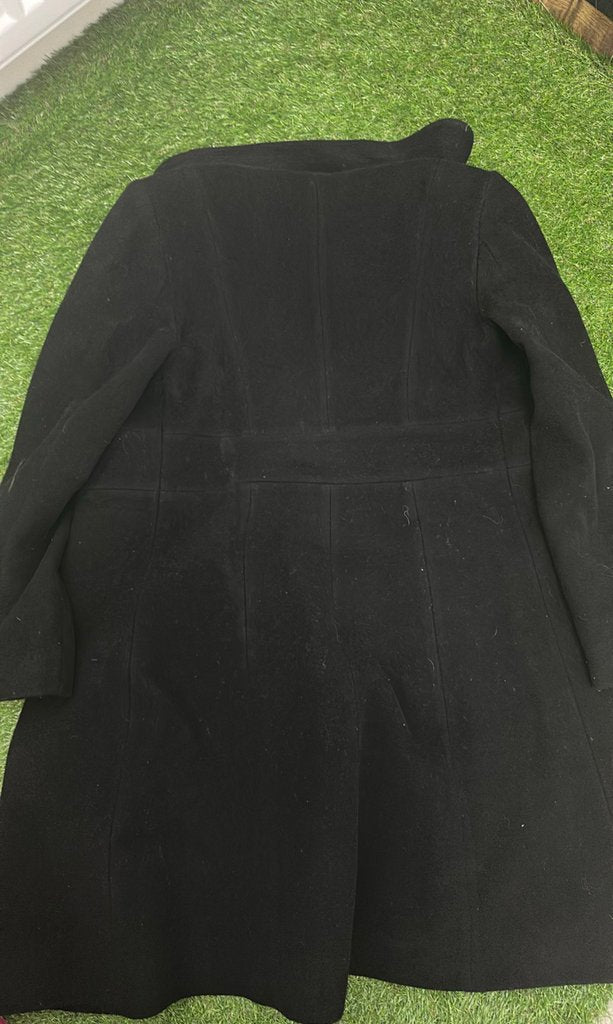 Hobbs Black Wool Blend Long Coat Size 8