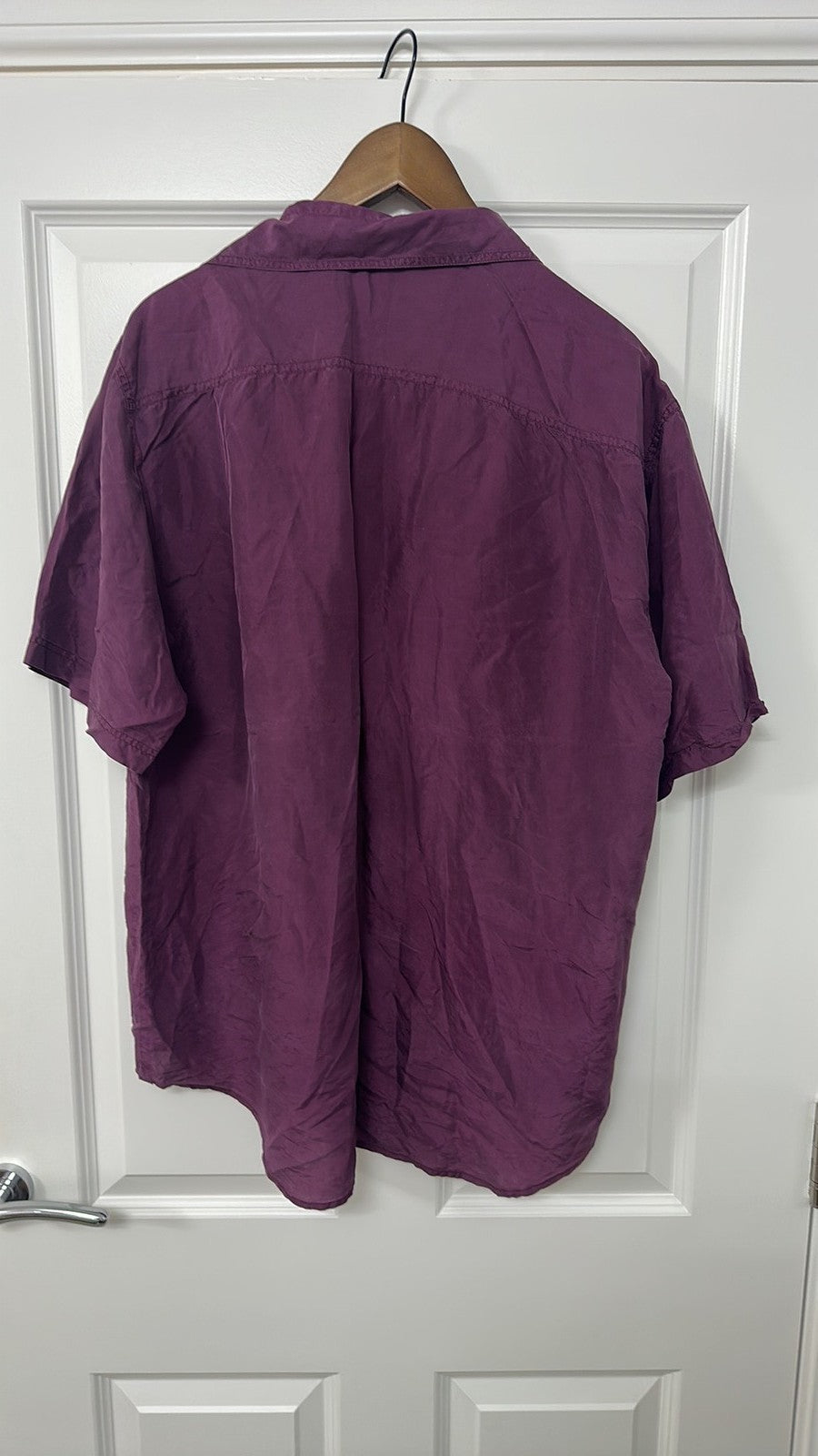 Big City Vintage 100% Washed Silk Plum Button-Down Shirt Size Large