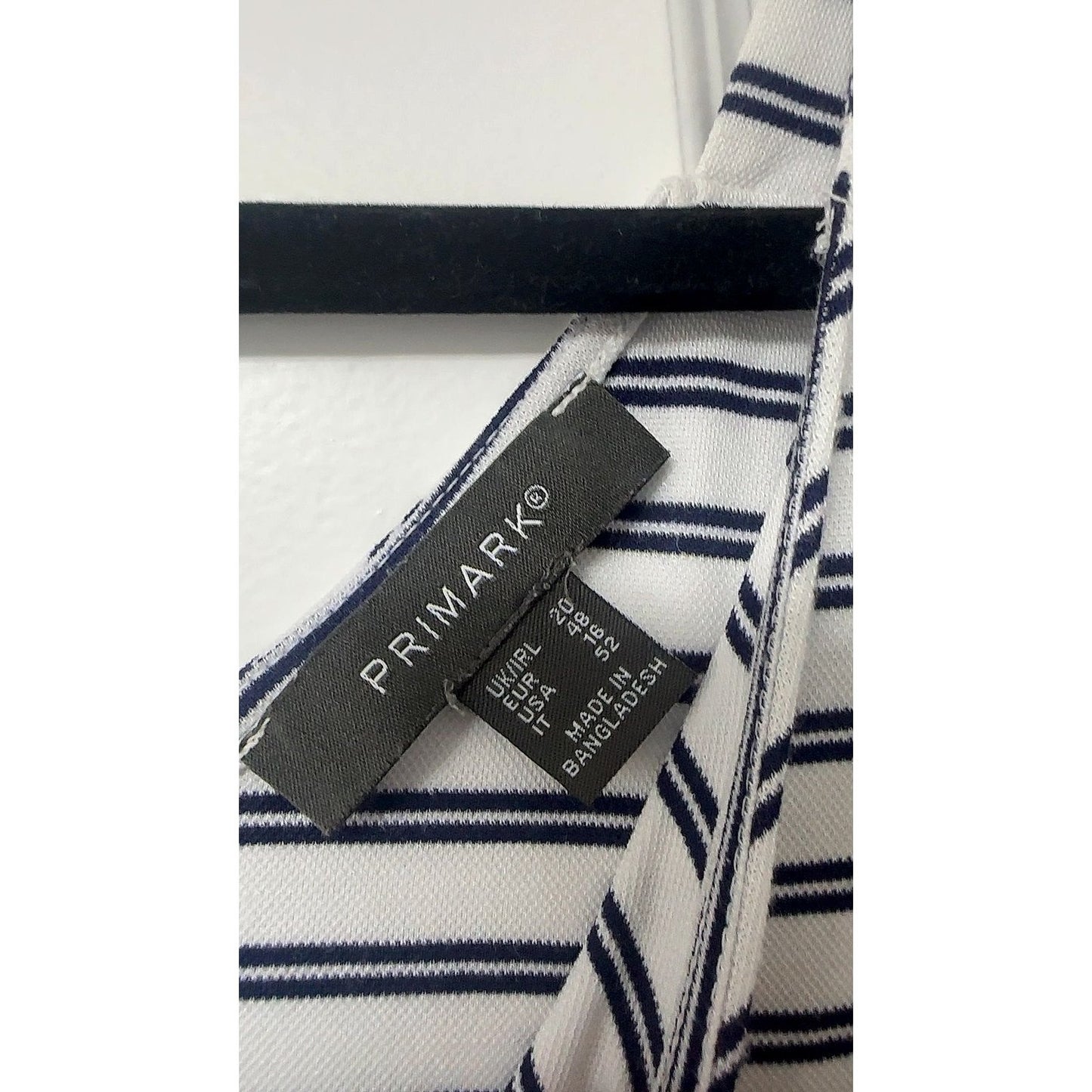 Primark Navy & White Striped Sleeveless Midi Dress, Size UK 20