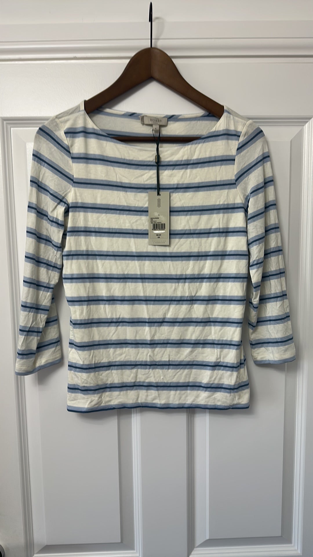 Hobbs London NWT Blue and White Striped Breton Top size Small
