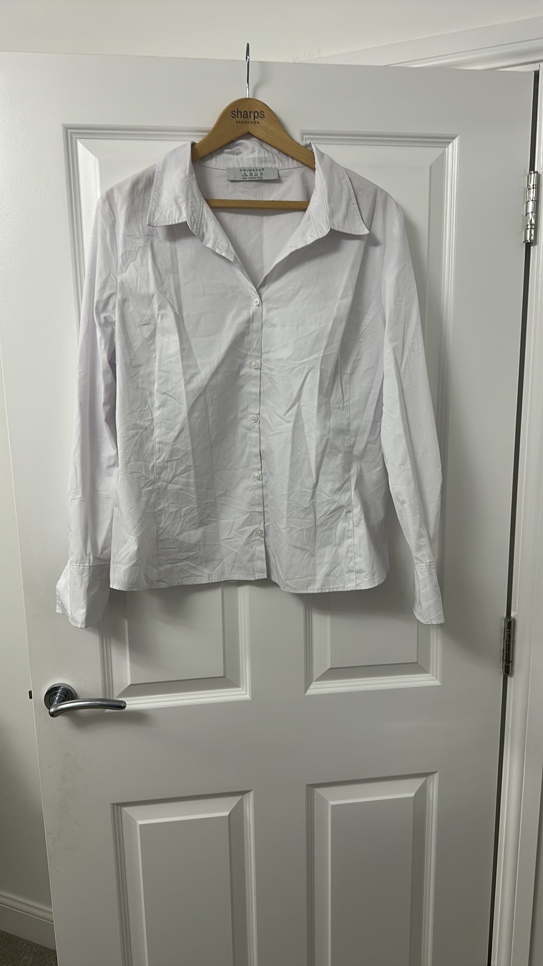 Primark White Button-Down Long Sleeve Shirt UK 18