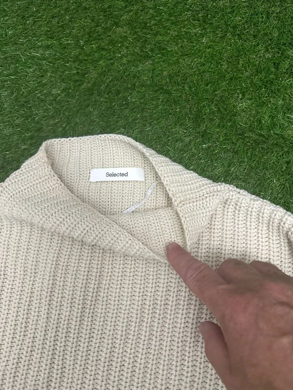 Selected cream rib knit high neck sweater size 10