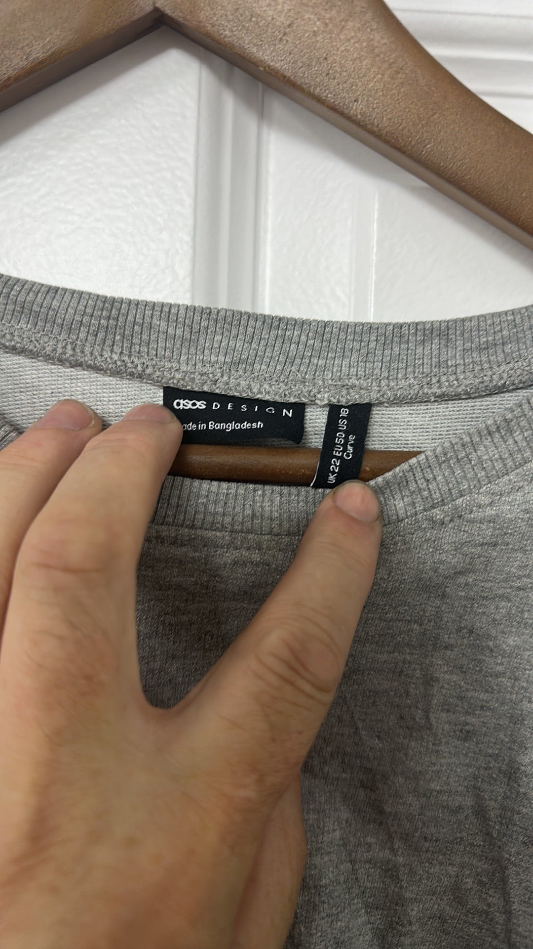 ASOS DESIGN Curve Oversized Grey Marl Sweatshirt size UK 22