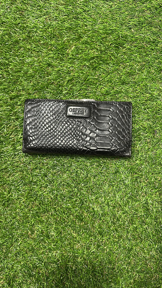 OSPREY LONDON Black Snakeskin-Embossed Leather Frame Wallet