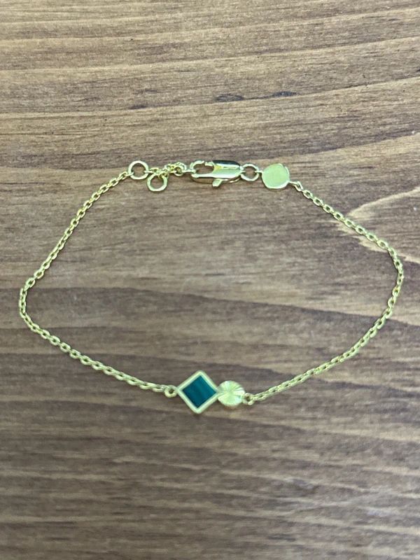 Olivia Burton Yellow Gold Plated Malachite Charm 7” chain bracelet