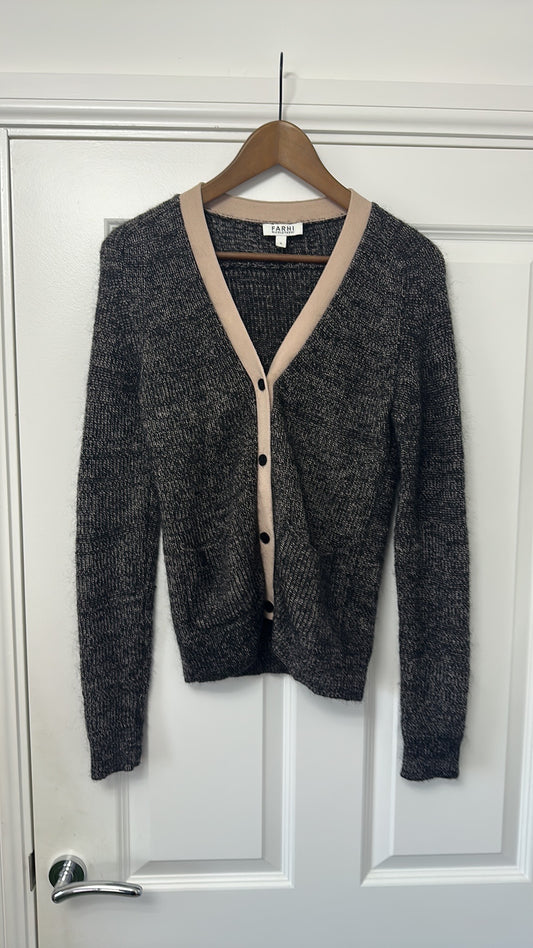 Farhi by Nicole Farhi Charcoal & Nude Contrast Cardigan size Small