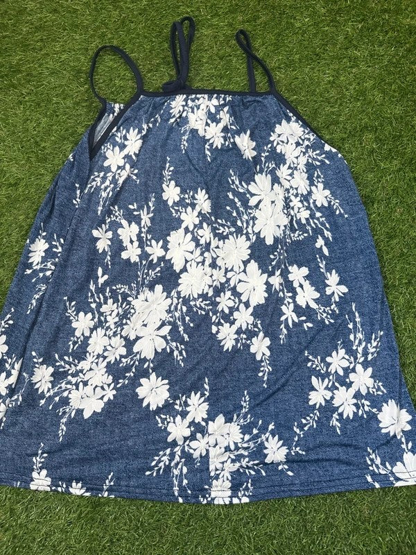 Blue and White Floral Strappy Cami Top Size 10