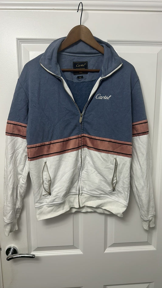 Vintage Cartel Tri-Color Zip-Up Track Jacket Sweatshirt size Small