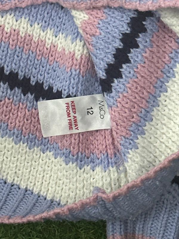 M&Co striped crew neck knit jumper size 12