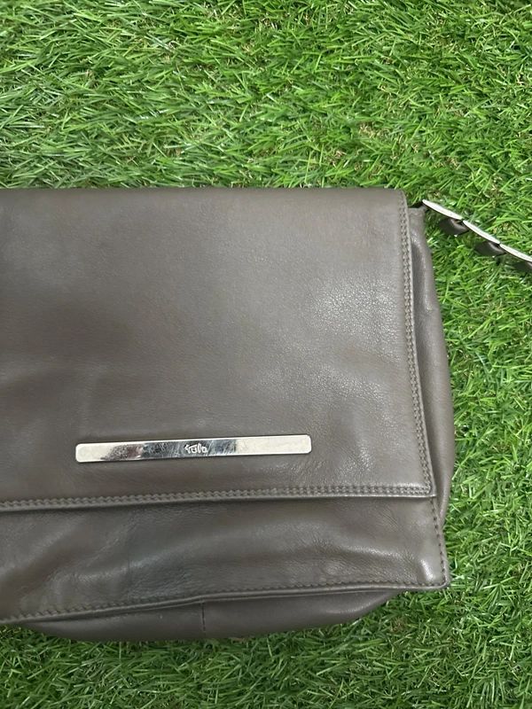 Tula grey flap crossbody bag with chain strap