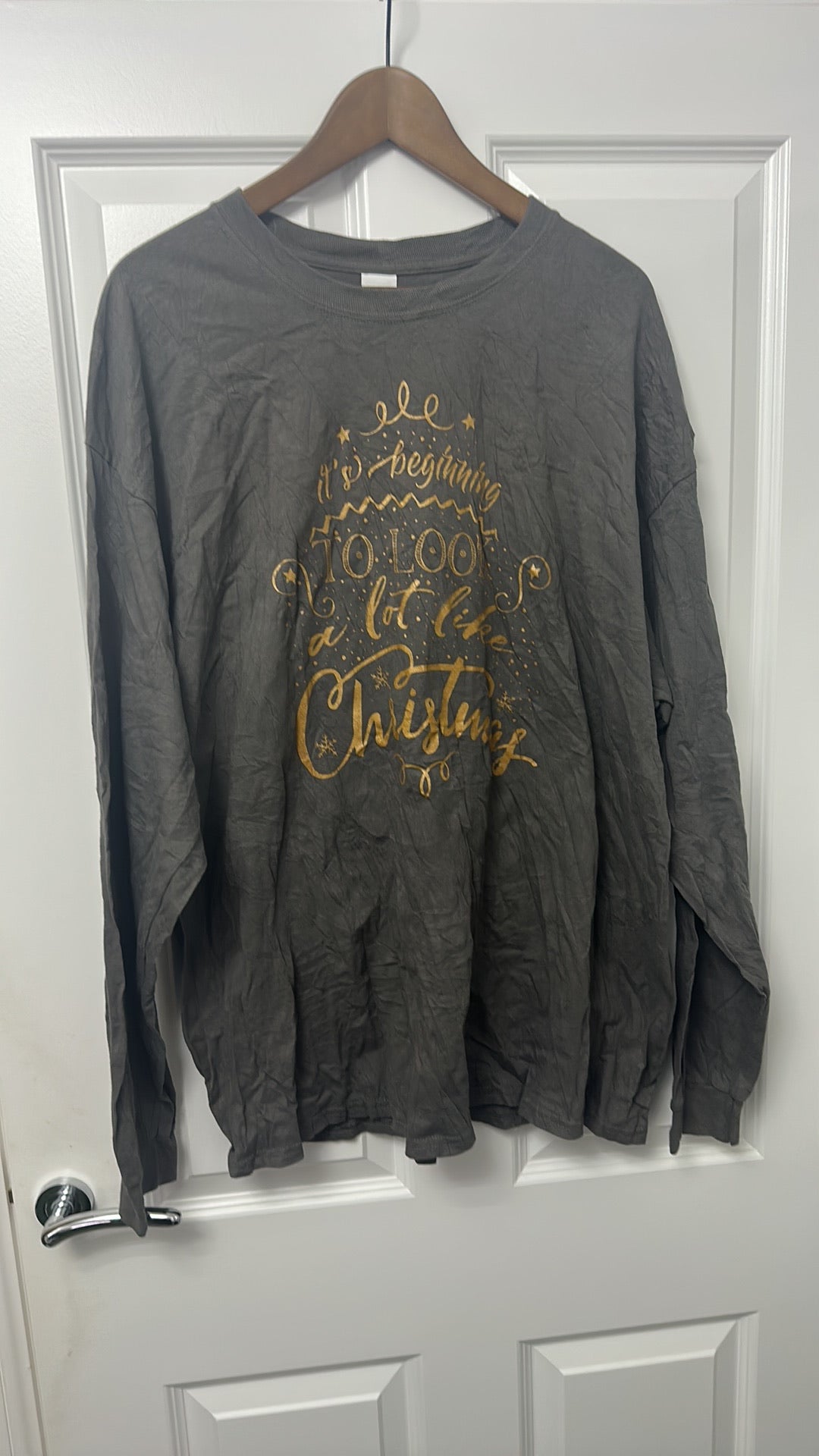 Gildan Ultra Cotton Charcoal Christmas Long Sleeve T-Shirt 2XL