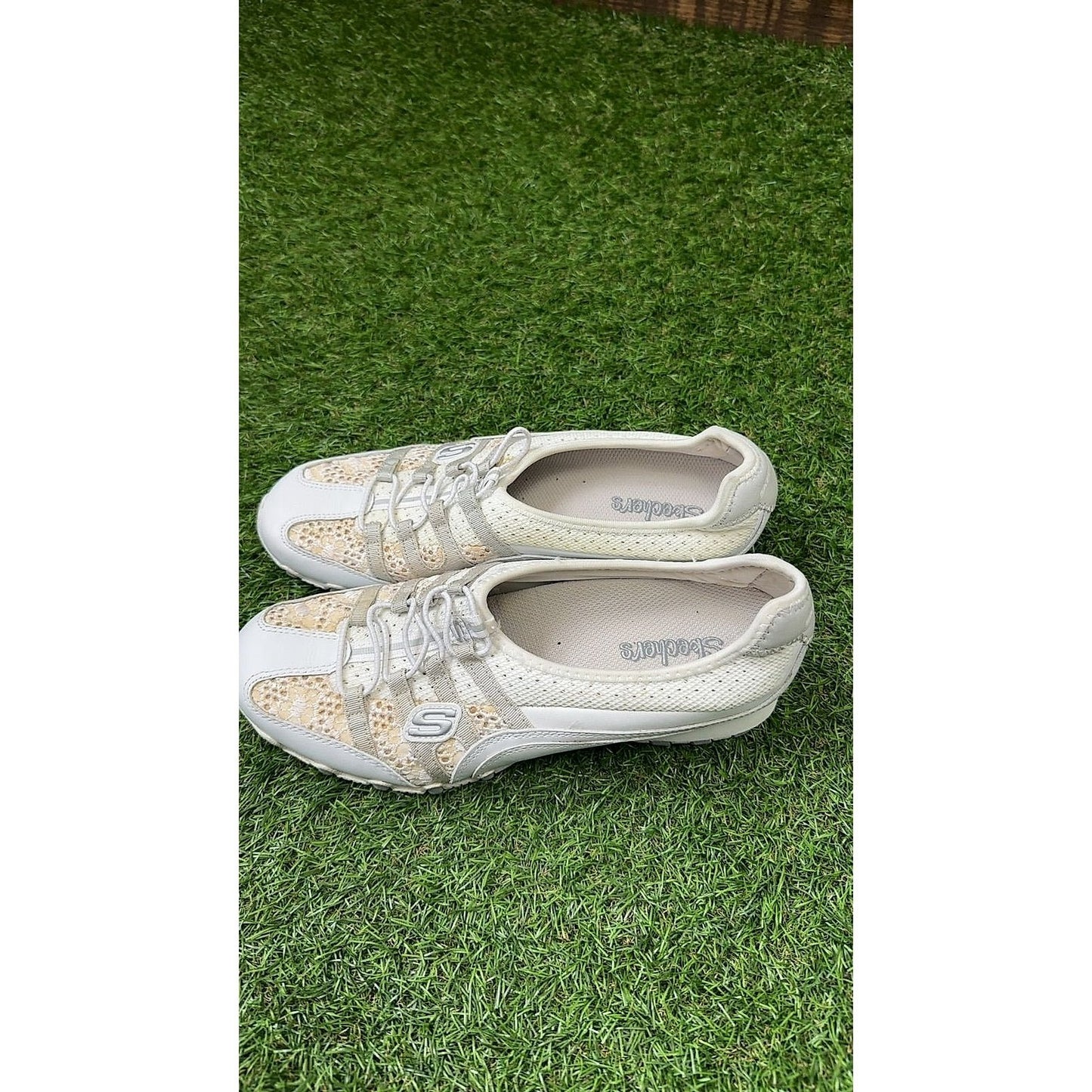 Skechers Bikers Women's Slip-On Sneakers, Crochet Floral White/Cream, Size 5
