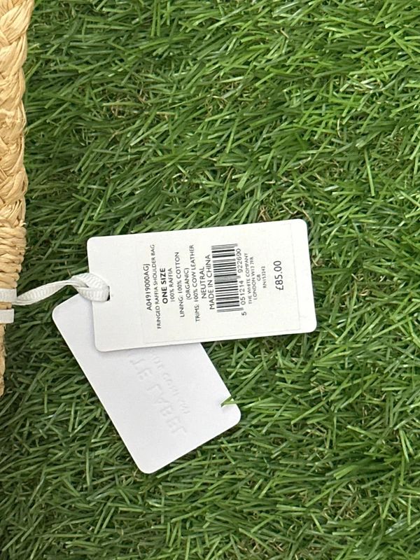 The White Company Fringed Raffia Shoulder Bag Neutral - New with Tags