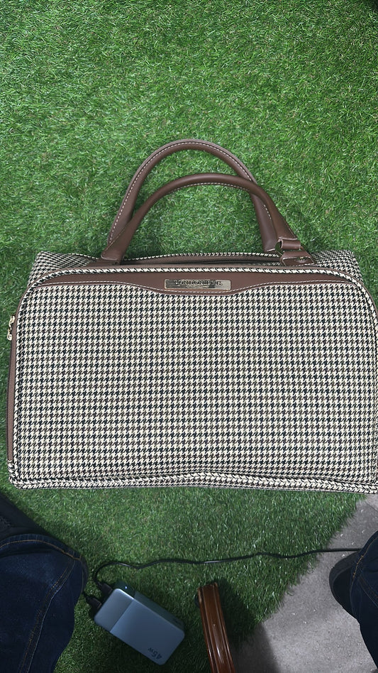 London Fog Vintage Style Houndstooth Weekender Travel Bag