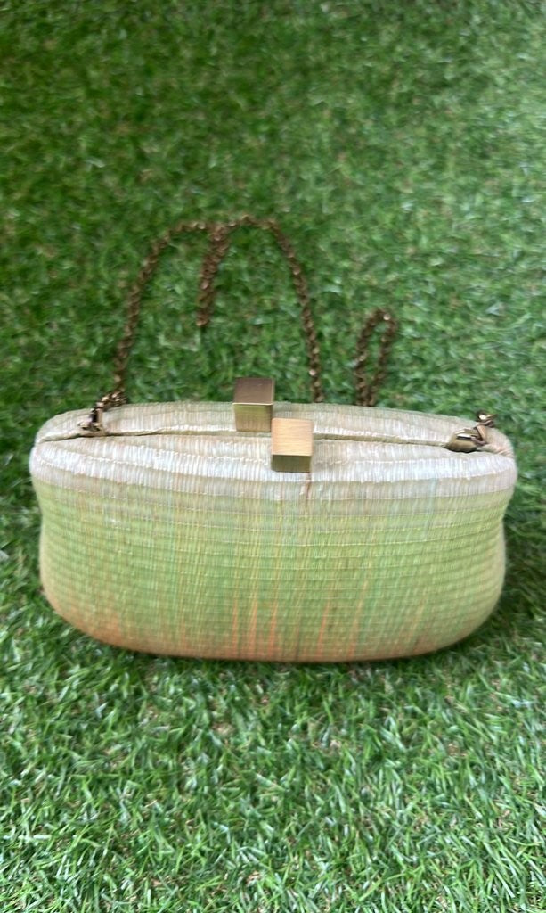 Serpui Woven Clutch Bag with Chain Strap