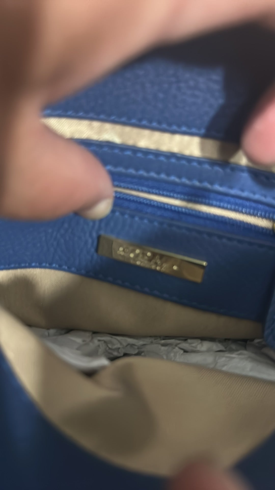 Modalu London Blue Leather Crossbody Bag with Exterior Pockets